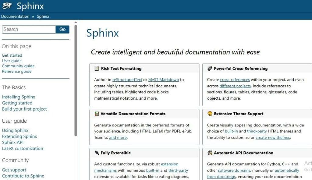 Sphinx Software Documentation Tools Open Source