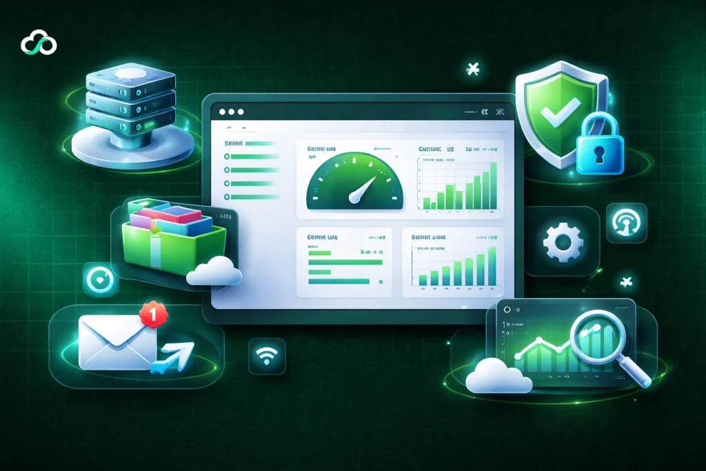 Web Hosting Features dashboard interface